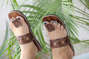 Handmade Indian Unisex Slippers Leather <b>Flip</b> <b>Flop</b> Flat - Product Image 6