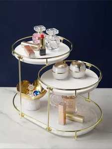 ORGANISATEURS COSMÉTIQUES EN MÉTAL MARBRE NATUREL ORGANISATEURS DE MAQUILLAGE POUR SALLE DE BAIN CHARIOT DE BAR - Product Image 2