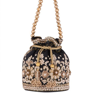 NEW--TRENDY--POTLI-BAG WITH DABKA ZARDOZI EMBROIDERY--WORK ON--BAGS for PARTY & <b>WEDDING</b> @ 2021 - Product Image 1