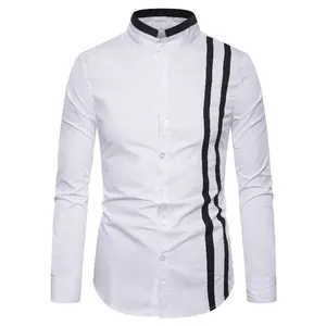 Chemises à manches longues noires et blanches pour hommes pour le commerce extérieur par EVERGLOW