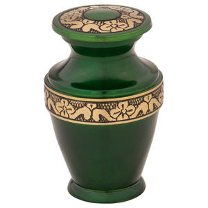 Green Holy Keep Sake Urna de cremación Nicho de metal para adultos para exhibición en el hogar para cenizas humanas Servicios funerarios de entierro - Product Image 1