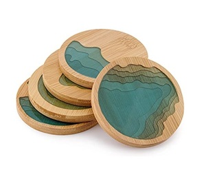 <b>Antique</b> Design Handmade Wood Coaster with Resin Inlay Unique Finished Hot Wholesale Mats & Pads Resin Inlaid Wood Coaster - Product Image 6
