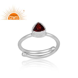 สามเหลี่ยมออกแบบโกเมนพลอยที่ทำด้วยมือแหวนเครื่องประดับผู้ผลิต925เงินสเตอร์ลิงแหวนปรับของผู้หญิงแหวน - Product Image 2