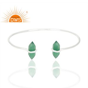 Green Onyx Gemstone <b>Bracelet</b> for <b>Women</b> Fine <b>Silver</b> Jewelry Wholesale 925 <b>Silver</b> Cuff <b>Bracelet</b> for <b>Women</b> Gift for Her - Product Image 2