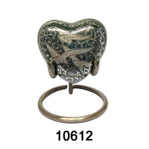 Brass Heart Keepsake Urn in Velvet <b>Box</b> with Gold Finishes <b>Small</b> Brass Metal Cremation Funeral Urn for Human Ashes - Product Image 5