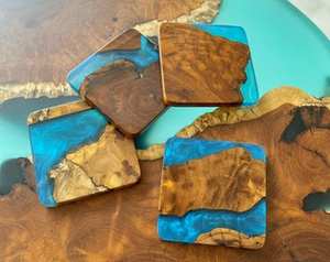 Posavasos de Resina Epoxi con Diseño de Río y Piedras, Posavasos Creativos para Bebidas, Tapetes para Tazas, Platos para Posavasos - Product Image 5