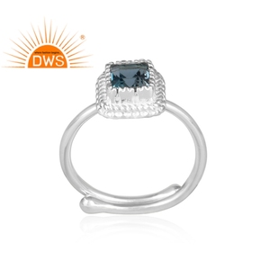Bague cocktail en topaze bleue de Londres, fournisseur de bijoux, bijoux pour femmes en argent 925, grossiste en bijoux - Product Image 2