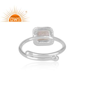 Bague de forme carrée en argent 925 pour femme, bijou fait à la main, pierre de lune naturelle, accessoire de créateur, offre spéciale - Product Image 4
