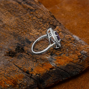 Anillo de piedras preciosas de amatista púrpura de plata esterlina 925 al por mayor hecho a mano con baño de rodio para fiestas - Product Image 4