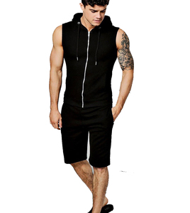 Chándal de algodón de terciopelo para hombre y niño, sudaderas personalizadas unisex, conjunto de dos piezas sin mangas, chándales cortos de verano - Product Image 1