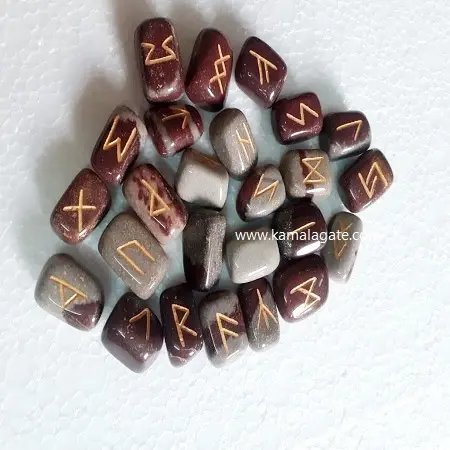 wholesale agate gemstone Narmada River Stone Engraved Rune Set Stone Runes Elder Futhark Engraved set for sale