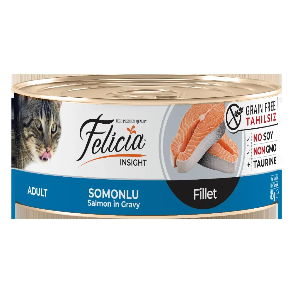 Grain Free Cat Can Food 85 gr Salmon in Gravy Fillet