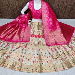Banarasi Lehenga with Readymade Blouse and Dupatta - Product Image 3