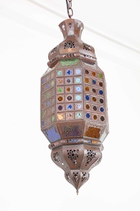 Linterna de Metal morisca marroquí hecha a mano de la mejor calidad con vidrio multicolor para decoración del hogar interior y exterior para Navidad - Product Image 5