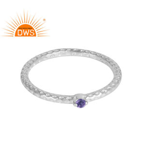 Bague en pierre précieuse tananite bleue naturelle, anneau empilable, argent Sterling 925, pour filles - Product Image 1