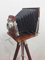 Appareil photo argentique au design moderne, trépied en bois, objet de collection, cadeau de studio, couleur marron (10 pouces) THORINSTRUMENTS TIC7CAM