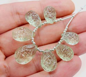 Fleur lisse d'améthyste verte naturelle découpant des perles de forme de poire - Product Image 3