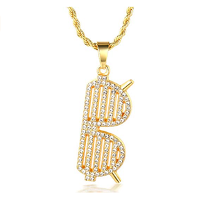 Colgante de Diamantes con Símbolo de Dólar Estilo Hip Hop |   Colgante de Diamante Redondo de Corte Brillante en Oro Amarillo de 10K para Hombre, Joyería de Lujo para Streetwear - Product Image 1