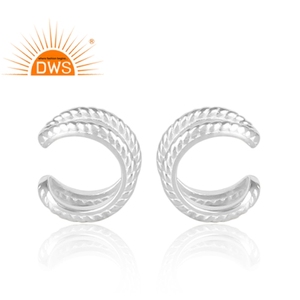 Indien martelé sculpté 925 argent fendu tige oreille manchette boucle d'oreille pour les femmes cadeau pour sa Collection classique - Product Image 2