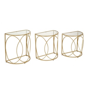 Table gigogne ronde au design moderne avec dessus en marbre Mobilier de luxe Table d'appoint dorée pour salon Table basse d'appoint pour la maison - Product Image 2