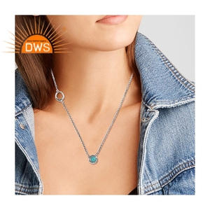 Collier antidérapant en argent 925, prix d'usine, pendentif en pierre gemme, zircon, vente en gros - Product Image 3