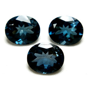 อัญมณีบุษราคัมธรรมชาติธรรมชาติลอนดอนสีฟ้าพลอยตัดวงรีขนาดกำหนดเองทำอัญมณีมีค่าหลวมราคาต่ำสุด - Product Image 4