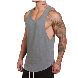 Camiseta sin mangas deportiva OEM para hombre, chaleco de gimnasio transpirable con función de entrenamiento Wickable, camiseta de culturismo de talla grande sin mangas - Product Image 1