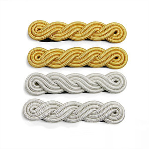 Barras trenzadas de alambre de lingotes de oro y plata, insignias uniformes, charreteras de hombro de algodón hechas a mano - Product Image 1