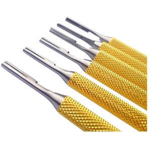 Mango de Bisturí Chapado en Oro con Diseño Moleteado - Product Image 1