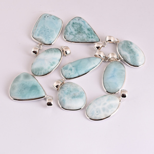 Colgantes de Larimar, diseño hecho a mano, regalo de plata 100% Natural, Plata de Ley 925 a la moda - Product Image 2