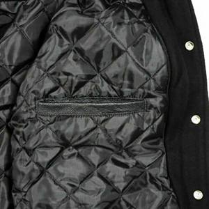 Veste universitaire personnalisée bleu marine et blanc, corps en laine, manches en cuir véritable, veste de baseball style Letterman - Product Image 5