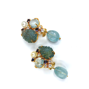 Pendientes de plata de ley 925 chapado en oro para mujer, joyería hecha a mano con amatista, piedras preciosas de circonita blanca - Product Image 2