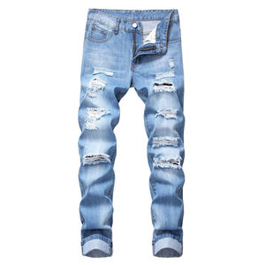New Design <b>Men's</b> High Waist 100% Cotton Denim Jeans High Quality Breathable and Washed Wholesale - Product Image 4