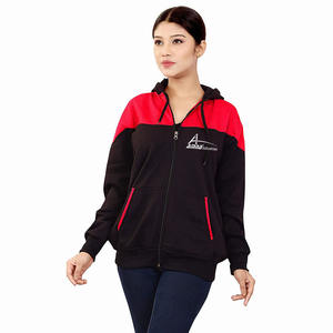 Sudadera con capucha para mujer, con bolsillos laterales y cremallera, informal, de gran tamaño, con cordón, venta al por mayor - Product Image 1