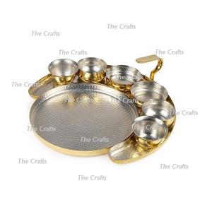 Ensemble de thali en acier martelé, écologique, pour servir les aliments, avec vaisselle de qualité supérieure, style moderne classique - Product Image 1