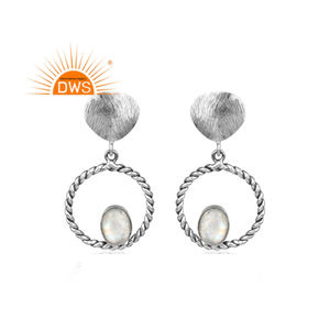 Latest 2026 Oxidized Sterling Silver Natural Rainbow <b>Moon</b> Stone Gemstone Dangle <b>Earring</b> For Women For Women Gift For Her - Product Image 1