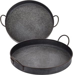 Stylish Grey Oval Galvanized Food Serving <b>Tray</b> in Sleek Design Perfect Home <b>Kitchen</b> Hotel Dessert Serving Elegant Display Piece - Product Image 6