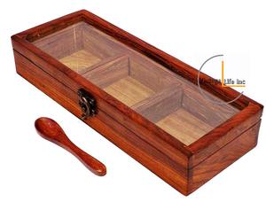 Handmade <b>Wooden</b> Rectangle <b>Box</b> <b>With</b> Glass <b>Lid</b> For Jewelry Watch Eyewear Storage - Product Image 2