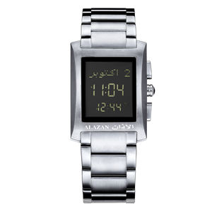 Alazan นาฬิกาอิสลามมุสลิม Azan Alfajr,นาฬิกาอธิษฐาน Qibla เข็มทิศดิจิตอลสี่เหลี่ยมทำจากสเตนเลสสตีลกันน้ำได้สำหรับเวลาละหมาดทั่วโลก - Product Image 5