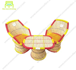 Toptan eko dostu bambu kanepe koltuk takımı sehpa bahçe setleri oturma odası kanepeleri restoran açık