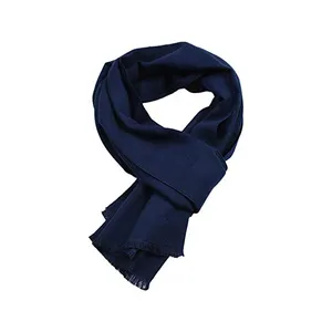 Men's Winter Formal Woven Scarf 100% Pure Luxury Navy Blue Pashmina Soft Felted Cashmere from Nepal Customized Design