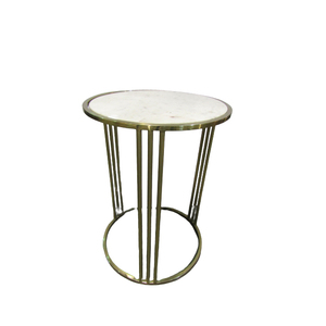 Mesa de mármol de acero inoxidable, mesa de centro a base de acabado dorado, diseño a la moda, mesa de té de lujo - Product Image 1