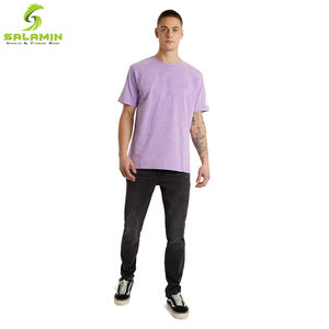 Venta al por mayor 250gsm Oversized Acid Wash Knit Tee Hombres camiseta lisa en blanco - Product Image 5