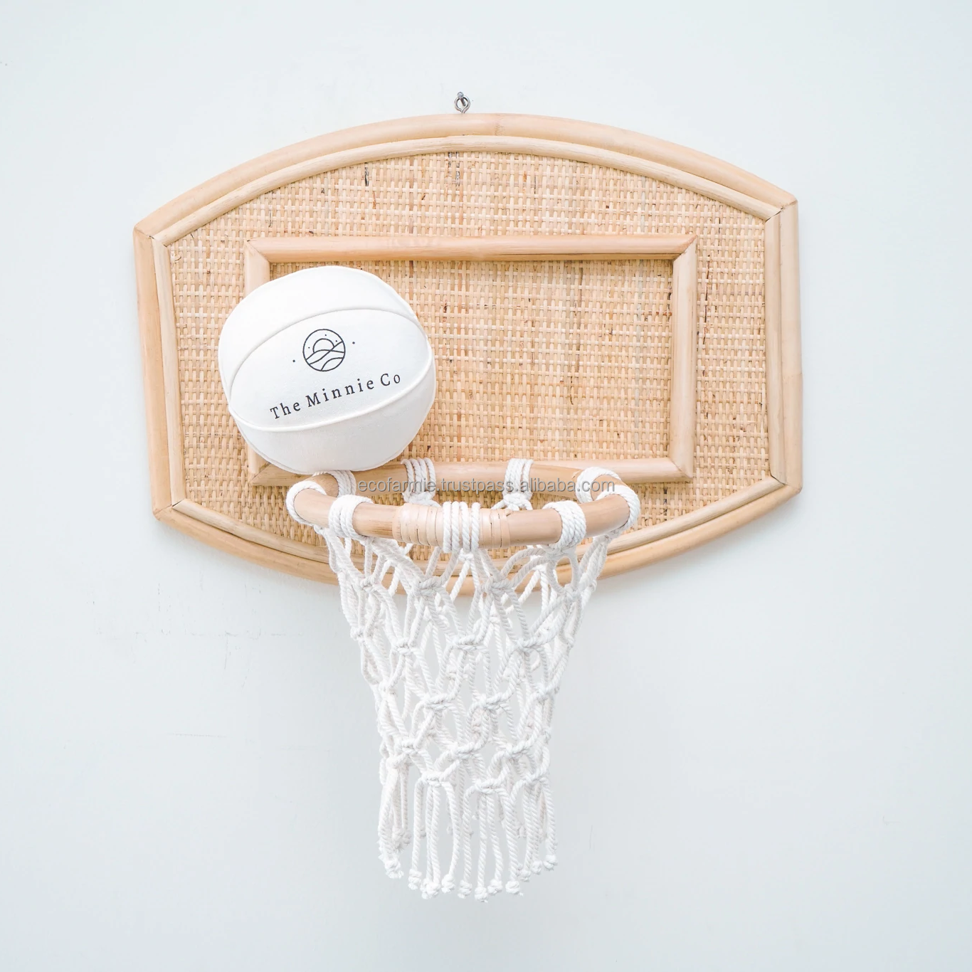 Rattan small handmade basket ball hoop indoor and outdoor toys for kids