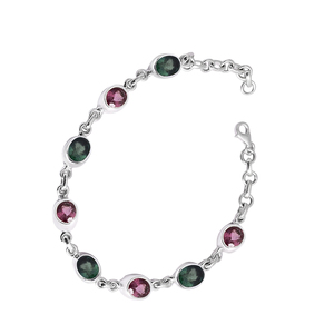 Pulsera de Plata de Ley 925, piedra preciosa multiturmalina, forma ovalada, oro, plata, chapado en rodio para regalo de fiesta de boda, estilo moderno - Product Image 2