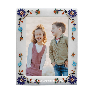 Marco de mármol semiprecioso de lujo con diseño de flores Trabajo pulido para la decoración del hogar - Product Image 1