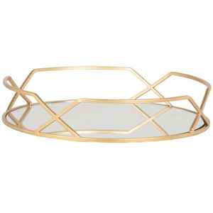 Meilleure vente plateau de service vintage en métal fait à la main avec miroir élégant forme arrondie nouveau plateau de service uni plat de style moderne pour la maison - Product Image 3