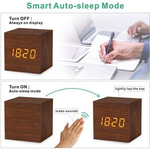 KH-WC001 Cubo De Mesa Decorativos Digitales LED De Madera Alarma Moderno 나무 Reloj Despertador 디지털 알람 시계 - Product Image 3