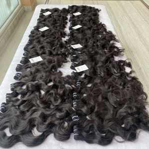 Paquete de cabello humano virgen indio y cierre frontal, cabello humano indio brasileño de un solo donador, trama a máquina al por mayor - Product Image 4