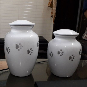 Urnes de crémation en aluminium à empreinte de patte blanche pour fournitures funéraires - Product Image 1